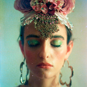 Floral Frida bejewelled purple headpiece