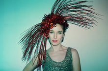 Load image into Gallery viewer, Red Spray Headdress - Fascinator - Costume
