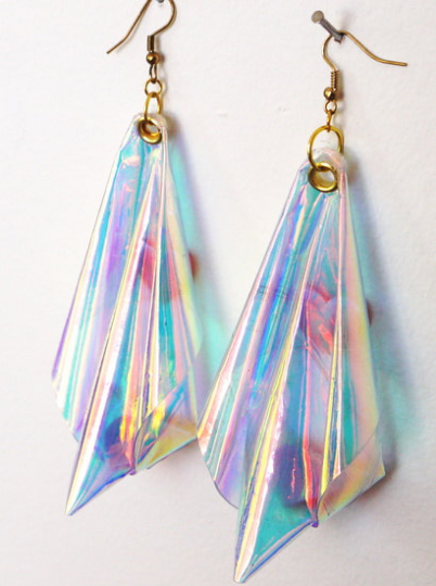 Plastic Iridescent rainbow earrings