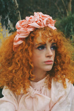 Load image into Gallery viewer, Peach Silk Ruffle headband - Shine-Sheen finish - ASYMMETRICAL style
