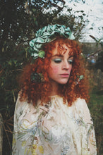 Load image into Gallery viewer, Green Silk Ruffle headband - Shine-Sheen finish - ASYMMETRICAL style
