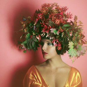 Multicoloured woodland flower crown