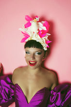 Load image into Gallery viewer, Neon Pink Glitter and White Cocktail Crown
