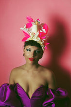 Load image into Gallery viewer, Neon Pink Glitter and White Cocktail Crown
