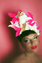 Load image into Gallery viewer, Neon Pink Glitter and White Cocktail Crown
