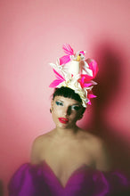 Load image into Gallery viewer, Neon Pink Glitter and White Cocktail Crown
