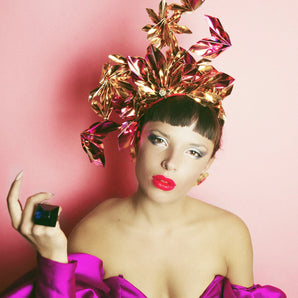 Metallic Pink gold Holographic Origami Crown