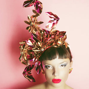 Metallic Pink gold Holographic Origami Crown