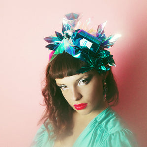Metallic Chrome Mint and Aqua Christmas Gin and Tonic Novelty Crown