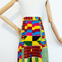 Load image into Gallery viewer, Vintage 70s Wide Flare Trousers Multicolor Geometric Print High Waist Size M 32&quot;
