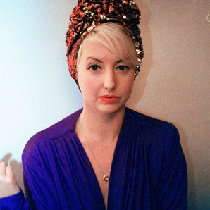 Style 2: Red / Gold sequin Party Turban