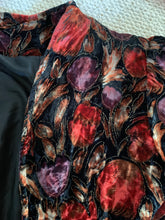 Load image into Gallery viewer, Velvet 80s bolero - golds, reds burgundy Size 10-12
