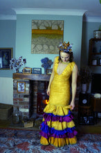 Load image into Gallery viewer, YELLOW RUFFLE FLAMENCO COSTUME DRESS
