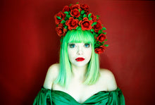 Load image into Gallery viewer, Roses are red vintage flower crown headdress
