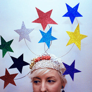 Vintage inspired rainbow star headdress