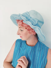 Load image into Gallery viewer, Baby Blue vintage 60s sun hat
