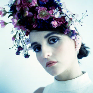 Blue and burgundy pink flower crown
