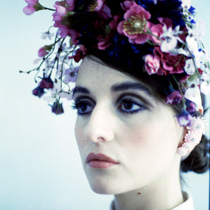 Blue and burgundy pink flower crown