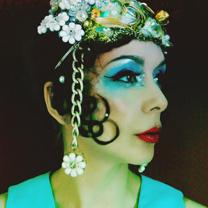 Bespoke Iridescent vintage jewels headpiece