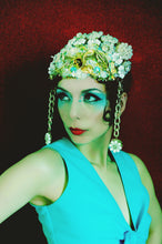 Load image into Gallery viewer, Bespoke Iridescent vintage jewels headpiece
