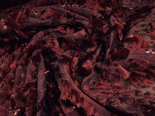 Load image into Gallery viewer, Metallic Chiffon Couture Burgundy Tasseled V-neck Kaftan Dress
